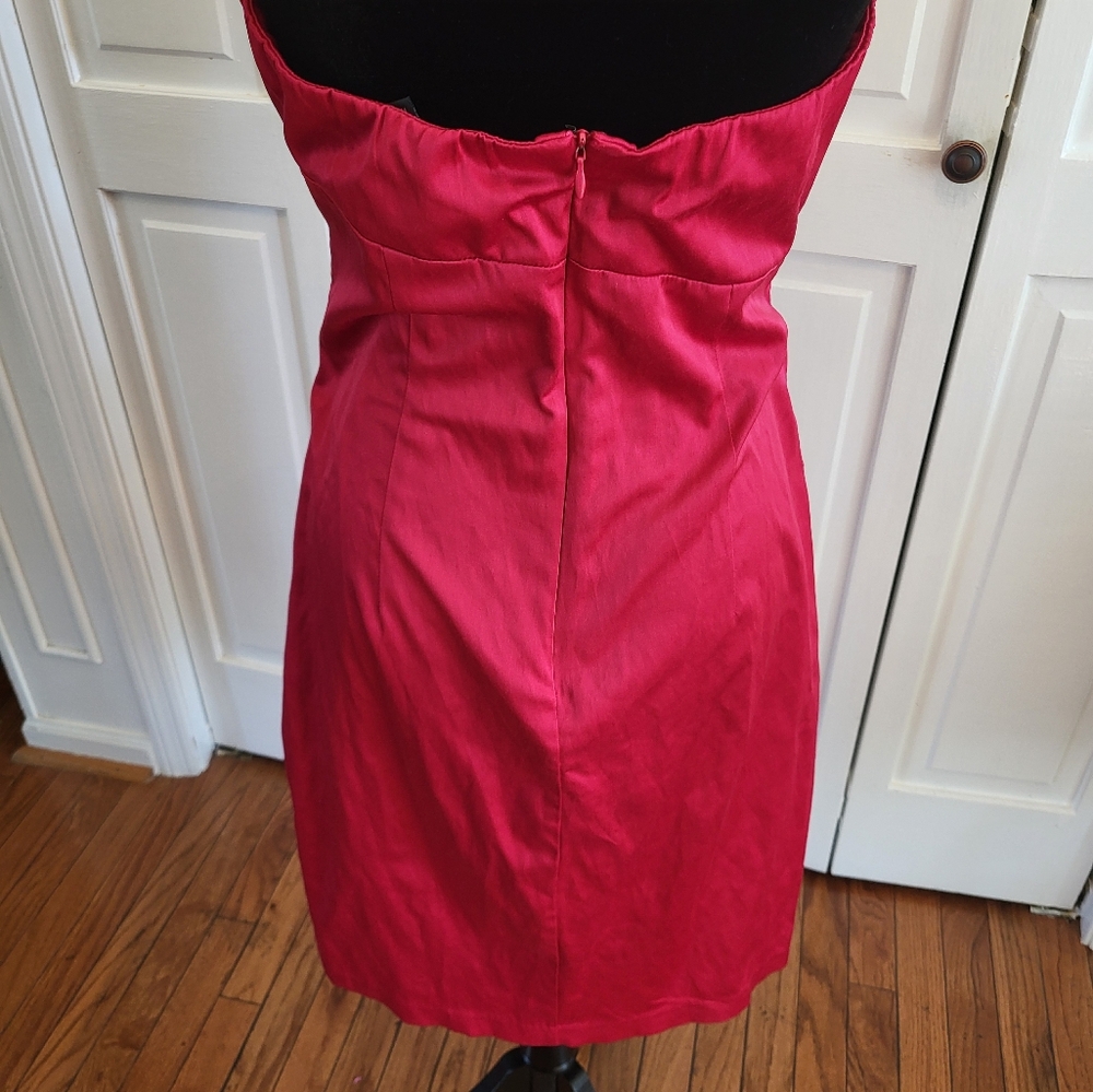 Roulette Red Strapless Ruffled Dress 10 Cocktail Party Wedding Guest Prom Formal - Picture 4 of 5